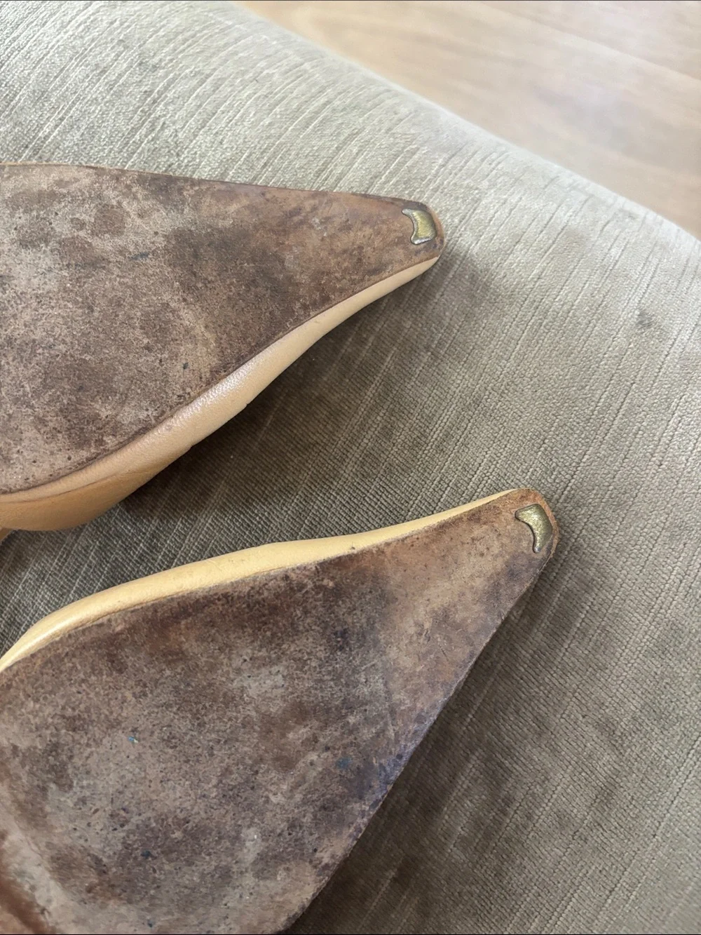 Pura Lopez Beige Pointed-Toe Slingback Heels Made In Spain